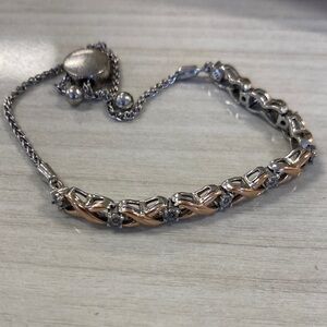 Elegant Two-Tone xoxo silver and rose gold Bracelet bolo clasp